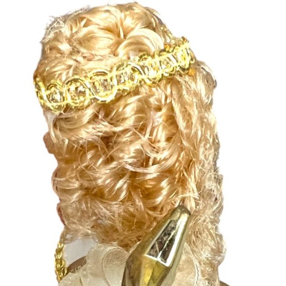 Vtg SOFFIERIA DE CARLINI Handblown Glass Gold Angel Tree Topper Wand Curls Italy - Picture 12 of 15